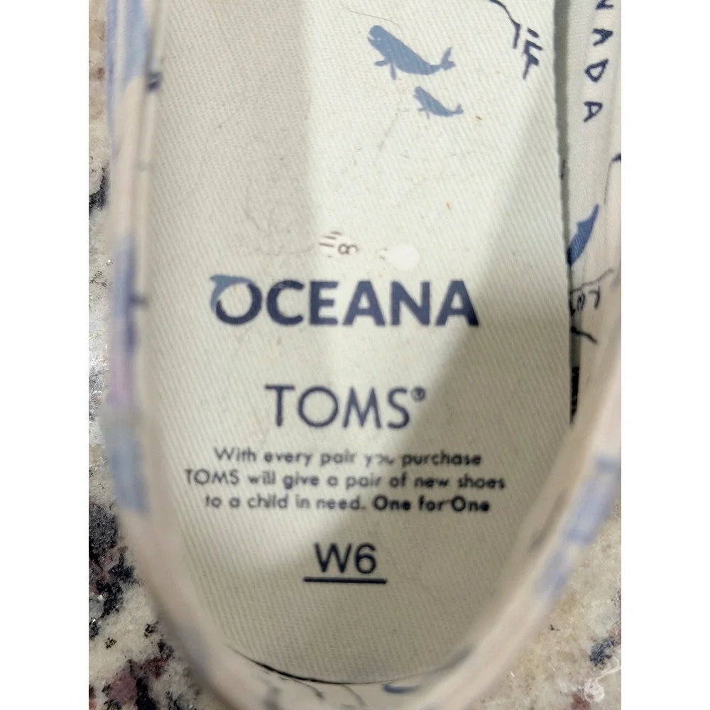 TOMS‎ Oceana Whale Print Canvas Espadrille Flats Women's Sz 6